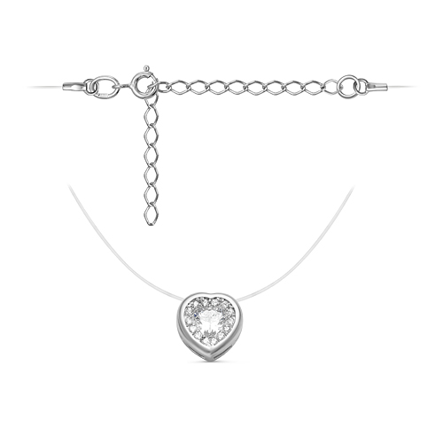 Колье на леске сердце (925) С131373