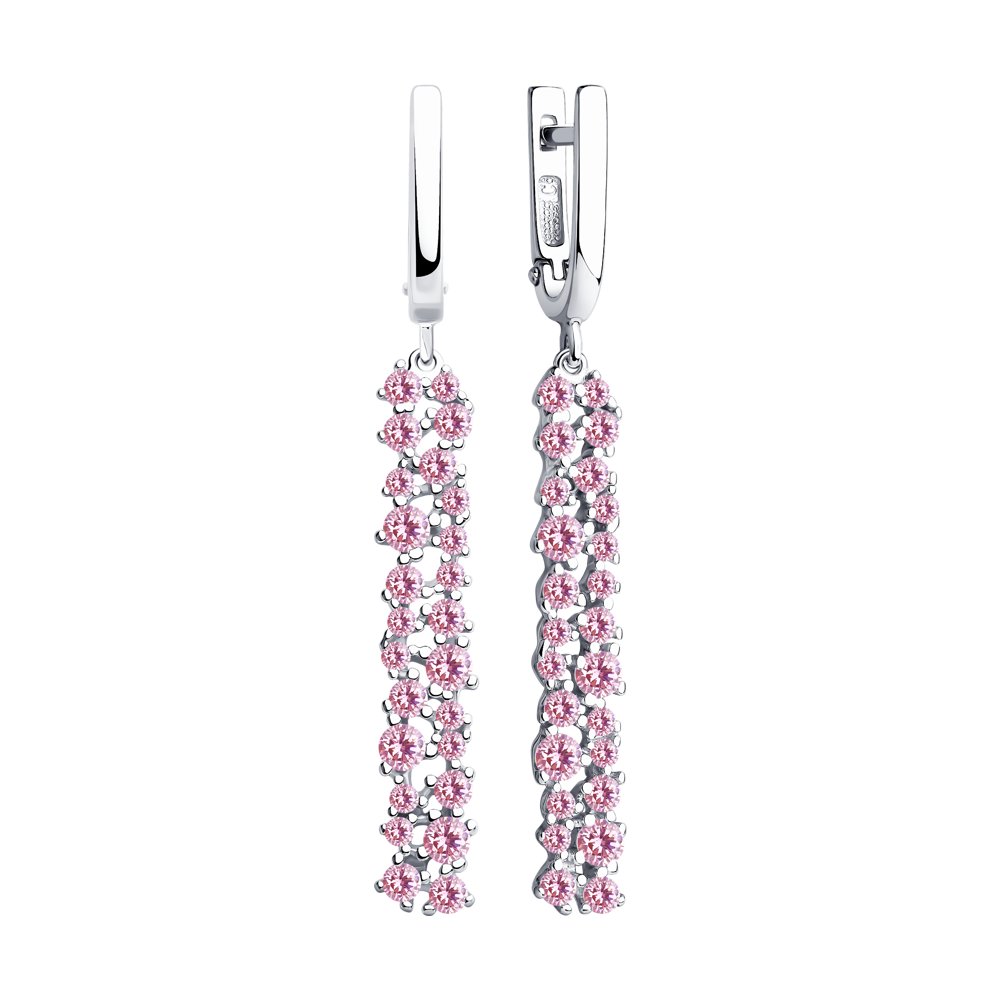 Серьги с розовым фианитом (925) 94023567