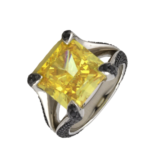 Кольцо с желтым камнем фианитом (925) G16-CZ-4327-1R