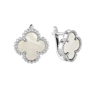 Серьги четырехлистник 925 TC-E01207-X-W-P