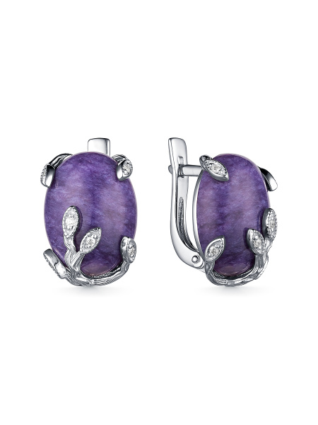 Серьги серебряные с чароитом С-3559РК43900