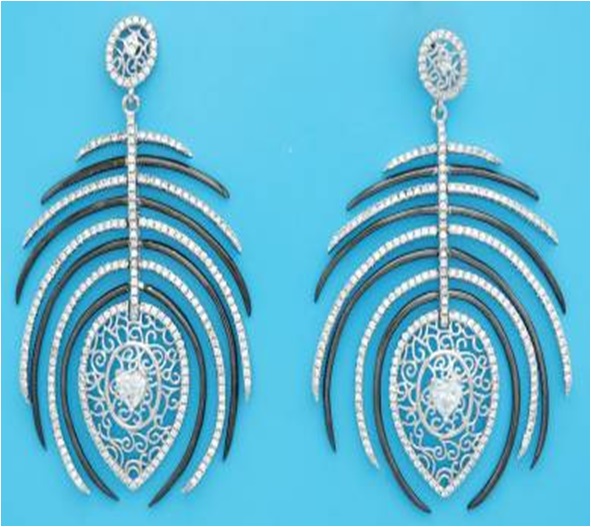 Серьги серебрянные в виде пера (925) WE25332-BM