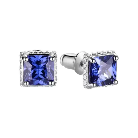 Серьги с синим фианитом (925) CZ-E00950-X-W-D