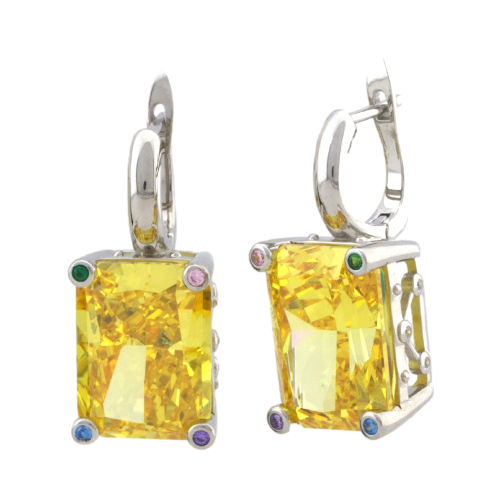 Серьги с желтым камнем фианит (925) G16-CZ-4322-1E