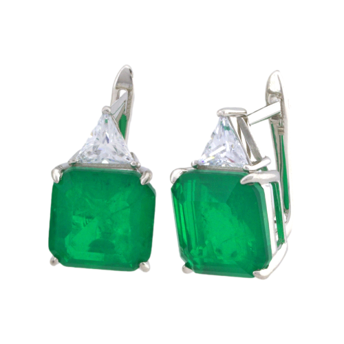 Серьги с зеленым фианитом (925) G16-CZ-4326E