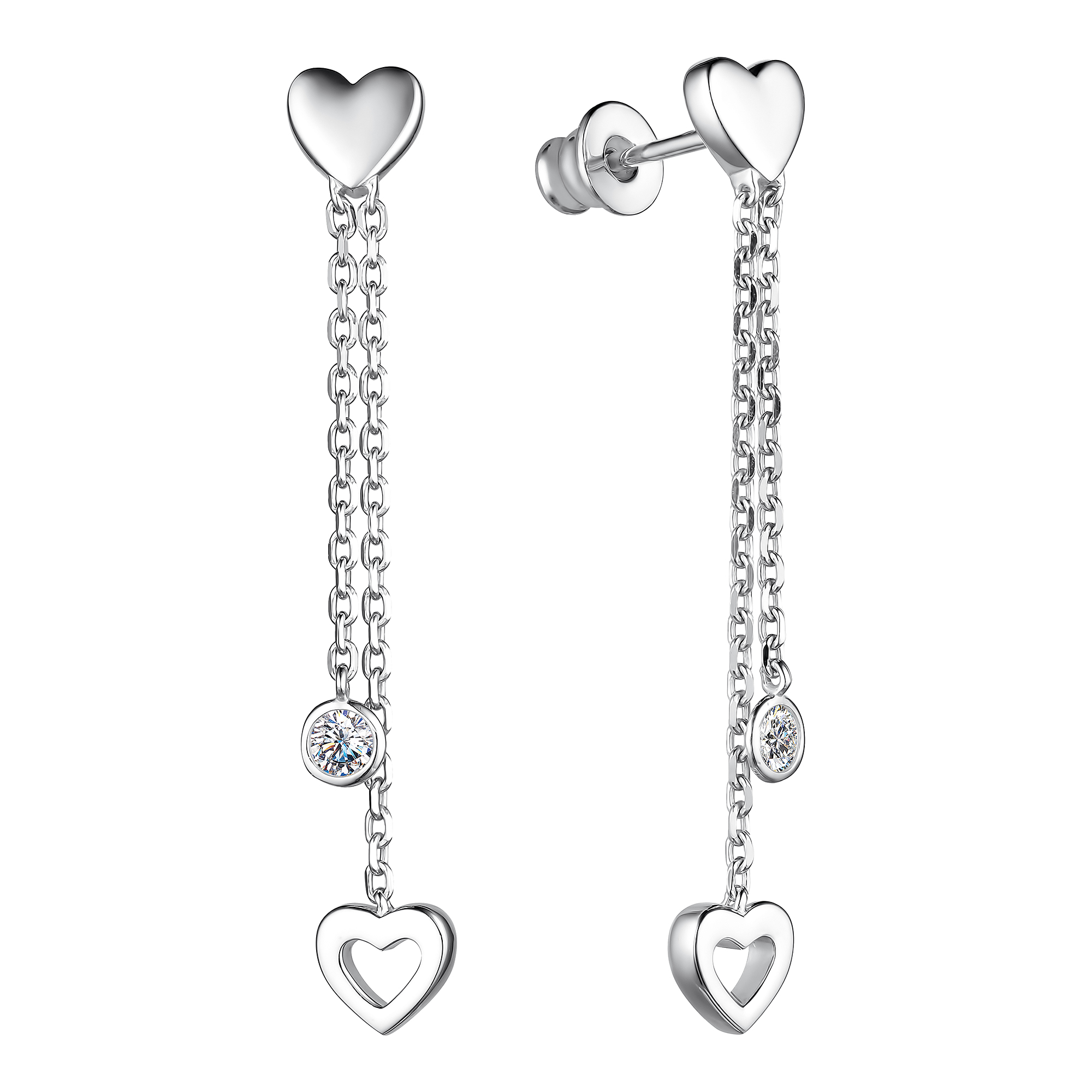 Серьги 925 "сердце" 02-3226/00св-00