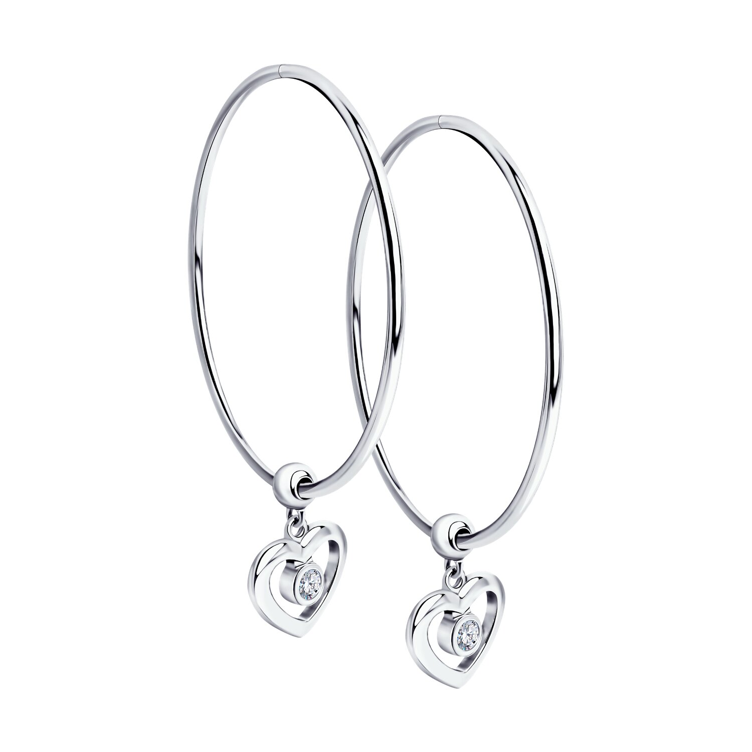 Серьги конго с сердцем (925) 94023271
