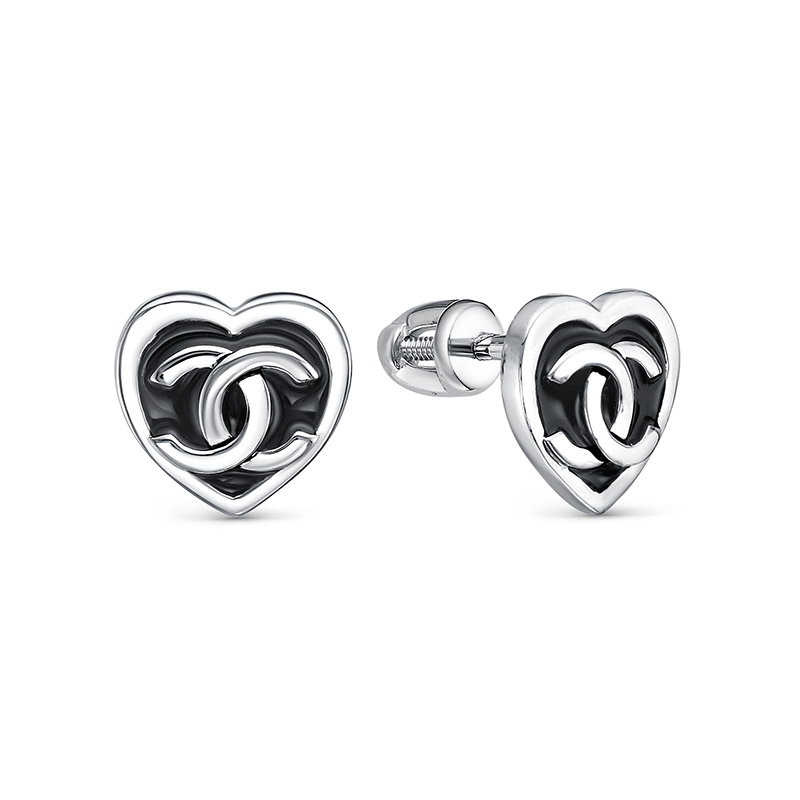 Серьги серебрянные сердце "шан" (925) с0504625