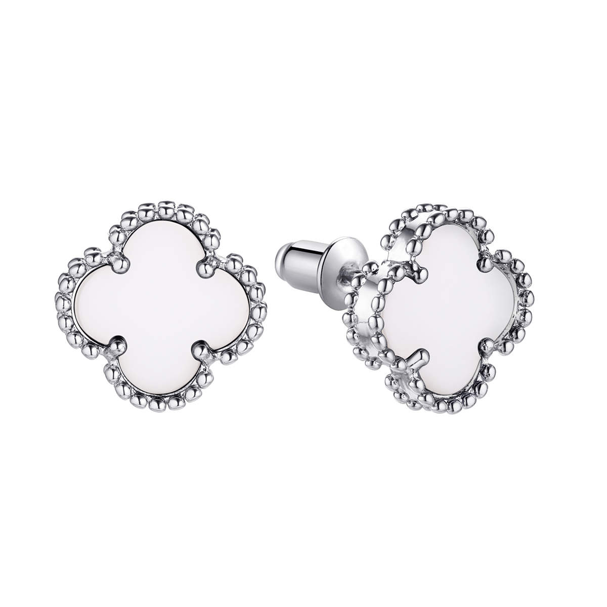 Серьги четырехлистник 925 TC-E02176-W-W-X